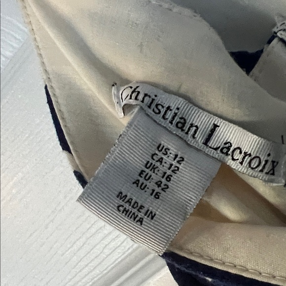 Christian Lacroix Blue and Cream Floral Midi Dress - Picture 6 of 7